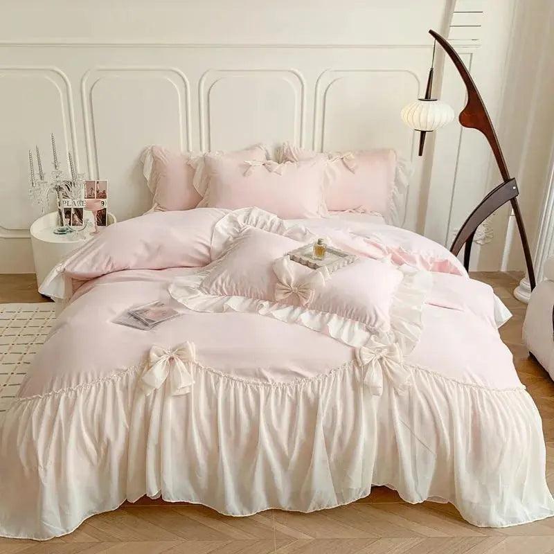 Pretty Princess Lace Bow Bedding Set - Venus Trendy Fashion Online