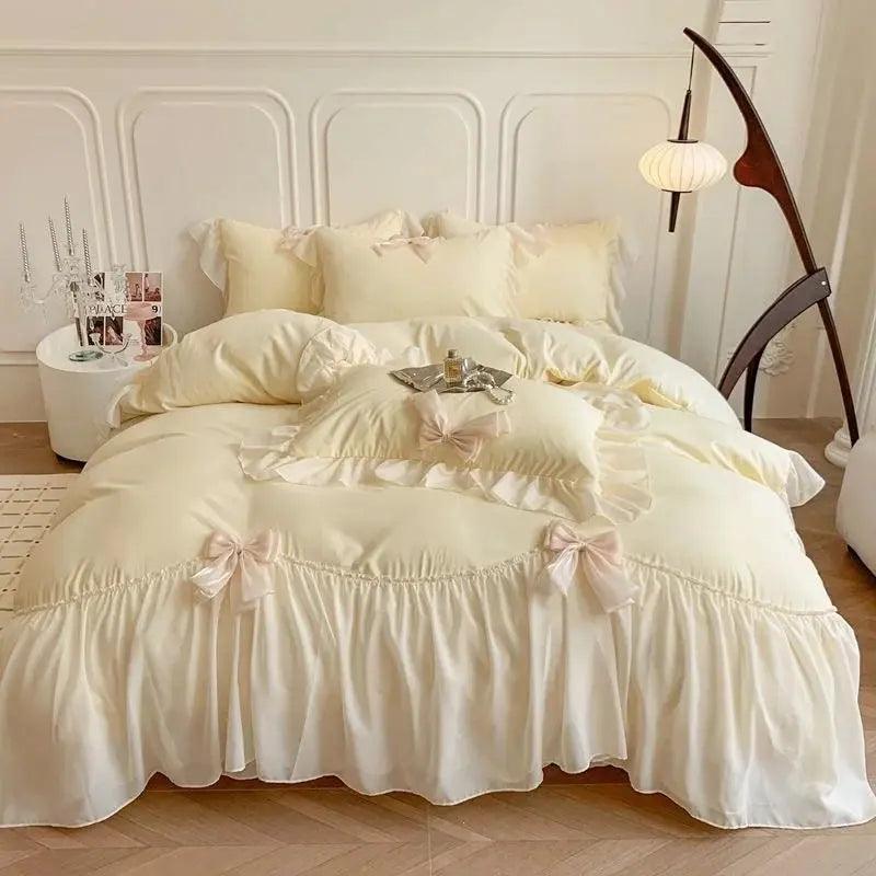 Pretty Princess Lace Bow Bedding Set - Venus Trendy Fashion Online