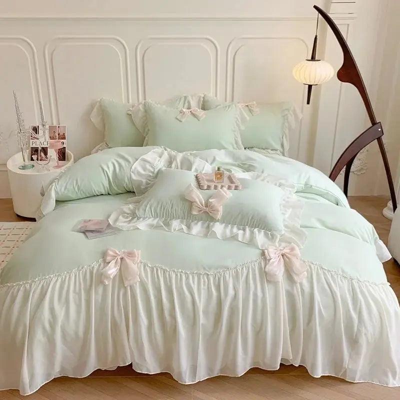 Pretty Princess Lace Bow Bedding Set - Venus Trendy Fashion Online