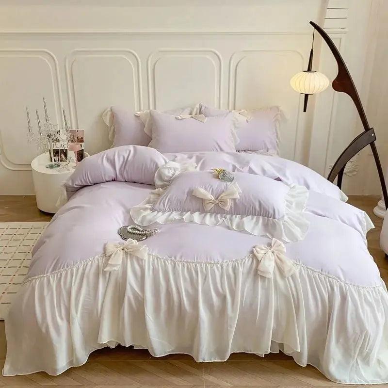 Pretty Princess Lace Bow Bedding Set - Venus Trendy Fashion Online