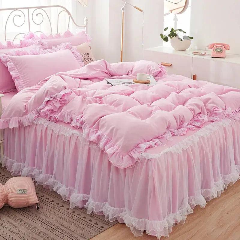 Princess Girl Bedding Skirt Sheet With Lace - Venus Trendy Fashion Online