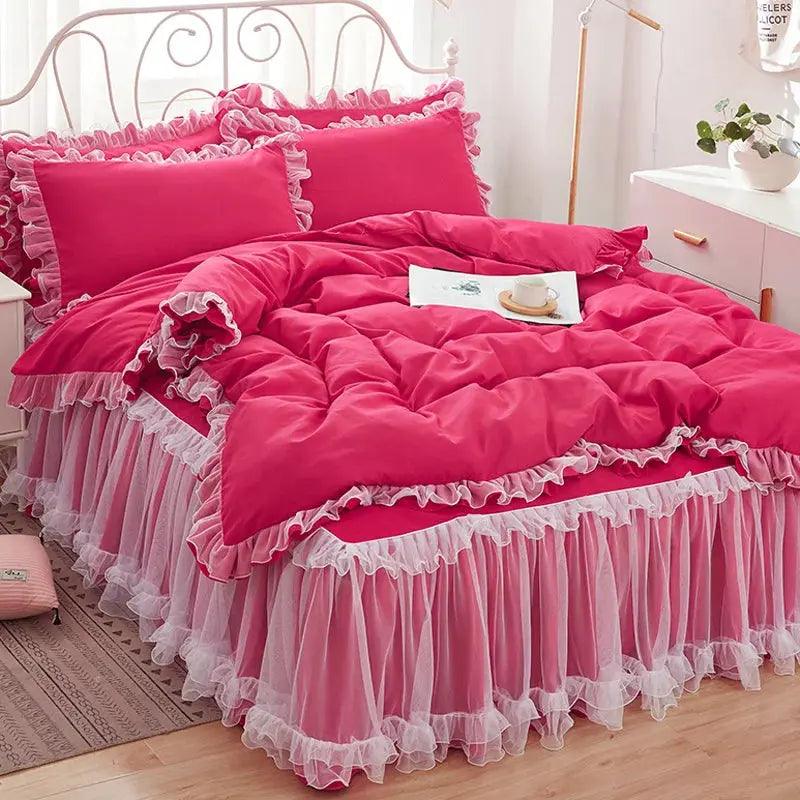 Princess Girl Bedding Skirt Sheet With Lace - Venus Trendy Fashion Online