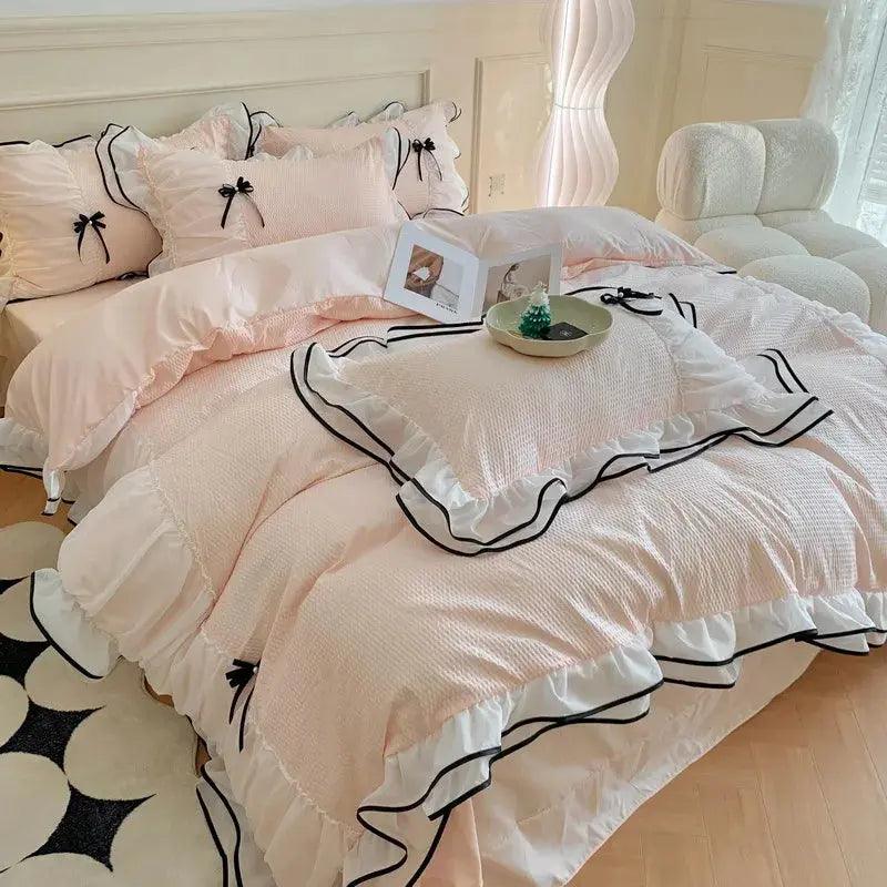 Princess Girls Lace Ruffled Bow Bedding Sets - Venus Trendy Fashion Online