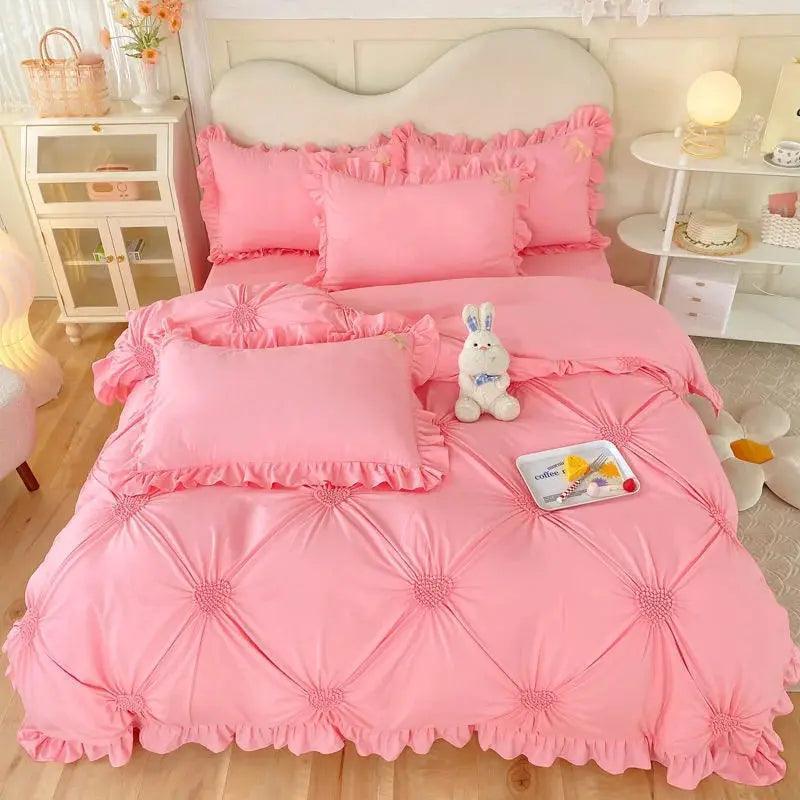 Princess Simple Solid Color Bedding Set - Venus Trendy Fashion Online