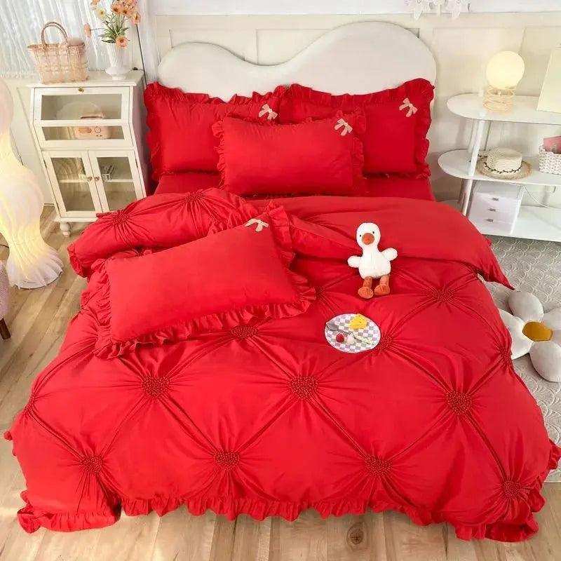 Princess Simple Solid Color Bedding Set - Venus Trendy Fashion Online