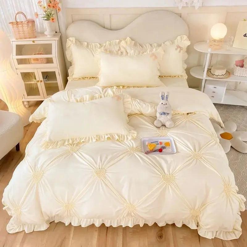 Princess Simple Solid Color Bedding Set - Venus Trendy Fashion Online