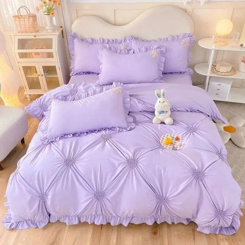 Princess Simple Solid Color Bedding Set - Venus Trendy Fashion Online