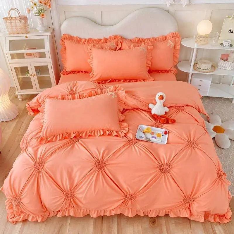 Princess Simple Solid Color Bedding Set - Venus Trendy Fashion Online