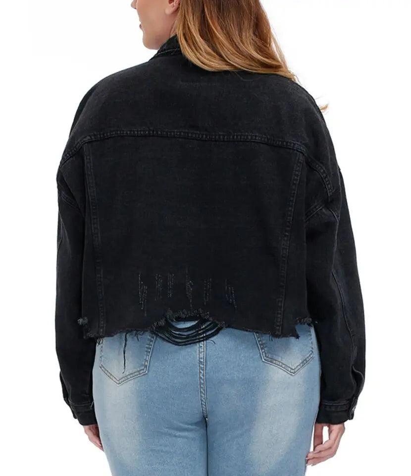 Ripped Back Denim Jacket - Venus Trendy Fashion Online