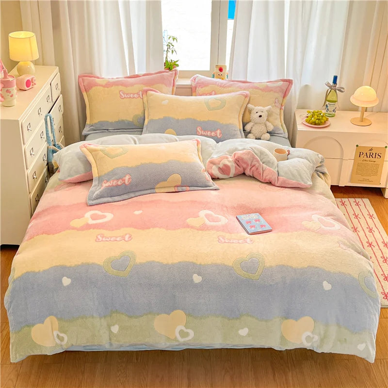 Cute Bear Duvets Cover Soft Blanket (No Pillowcase)