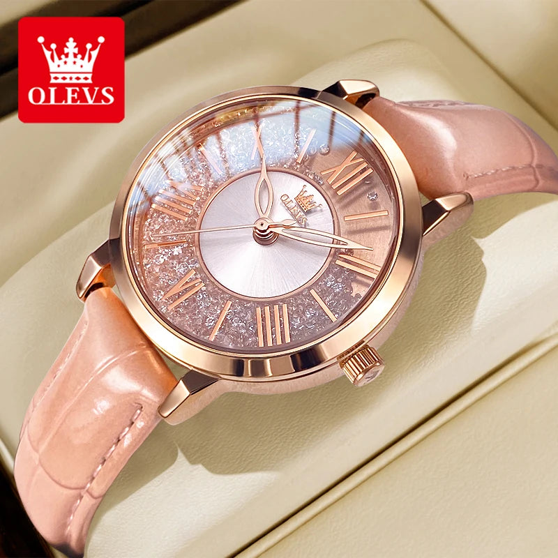 OLEVS 5539 Quartz Woman Flowing Crystal Design Watch