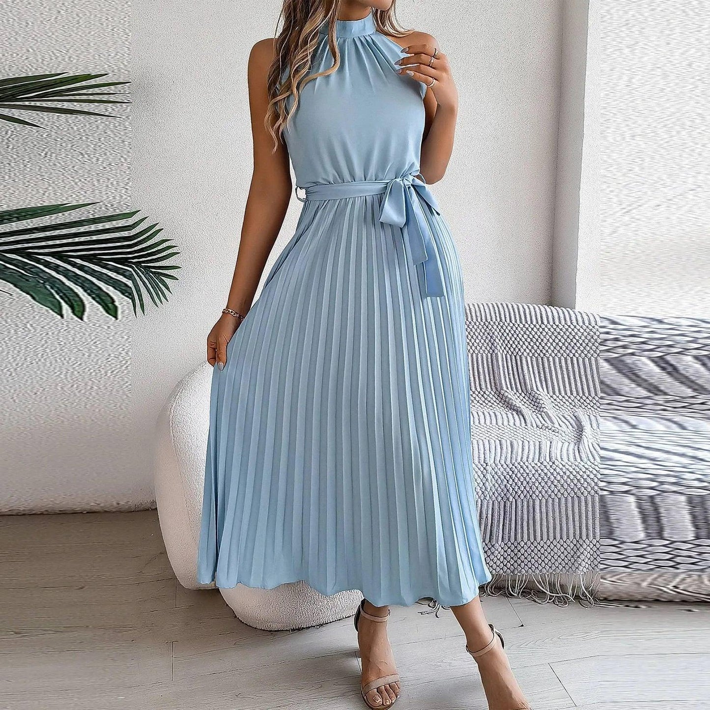 Women Sexy Sleeveless Halterneck Elegant Dresses - Venus Trendy Fashion Online