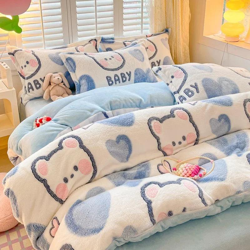 Winter Cartoon Style Duvet Covers Velvet (No Pillows cases) - Venus Trendy Fashion Online