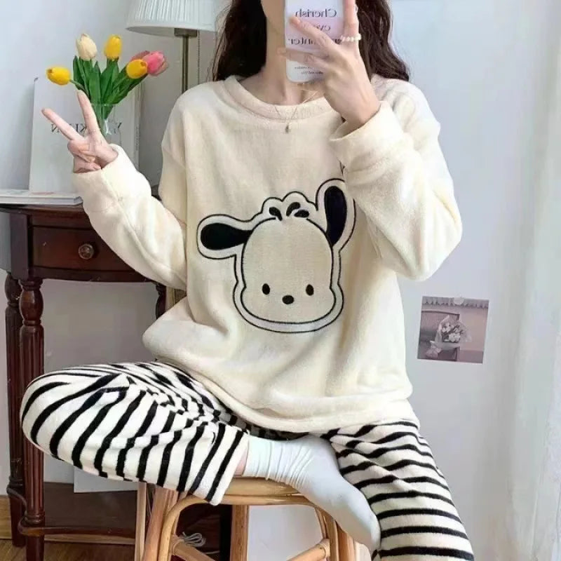 Cartoon's Flannel Women Warm Pajamas