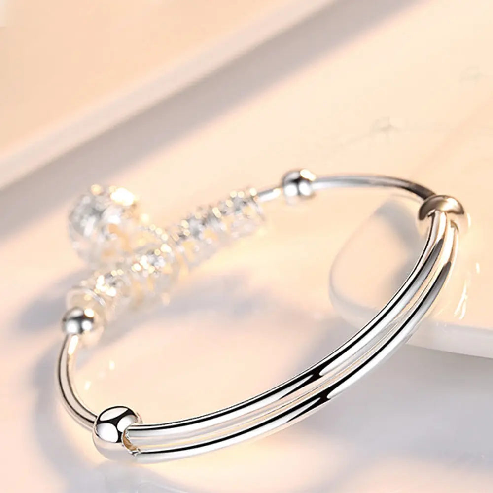 925 Sterling Silver hollow Bells ball adjustable Bracelets