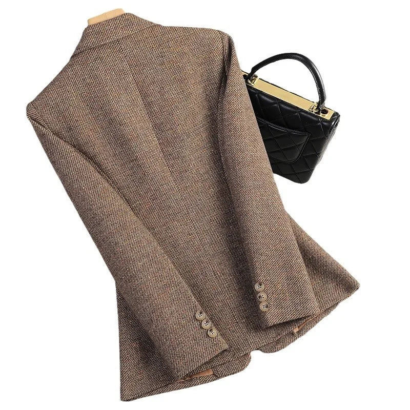 Women Long Sleeve Woolen Suit Jacket