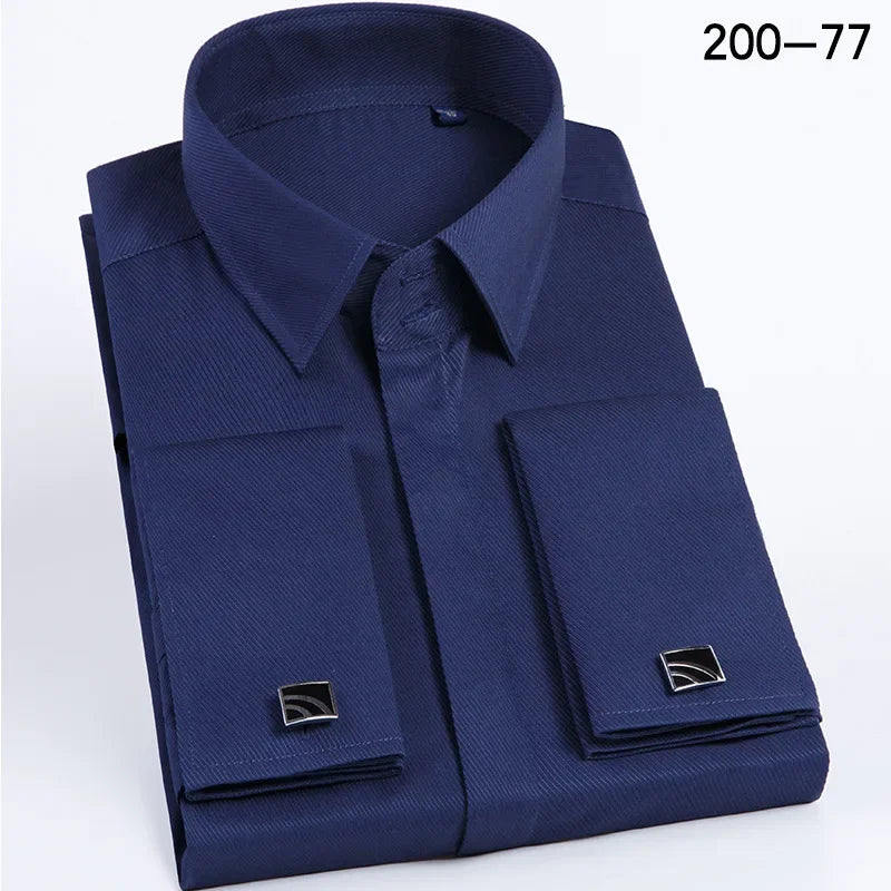 High Quality Hidden Button Men's Long Sleeve Shirts (Cufflinks Included) - Venus Trendy Fashion Online