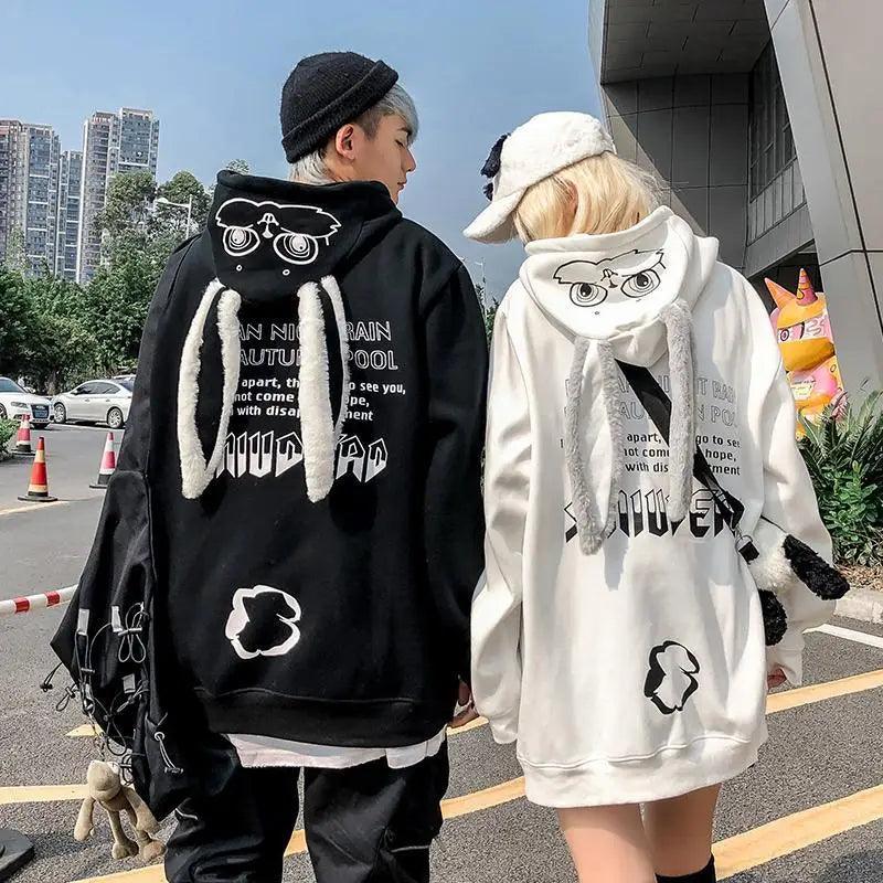 Y2k Long Sleeve Oversize Pullovers Rabbit Ear Hooded - Venus Trendy Fashion Online