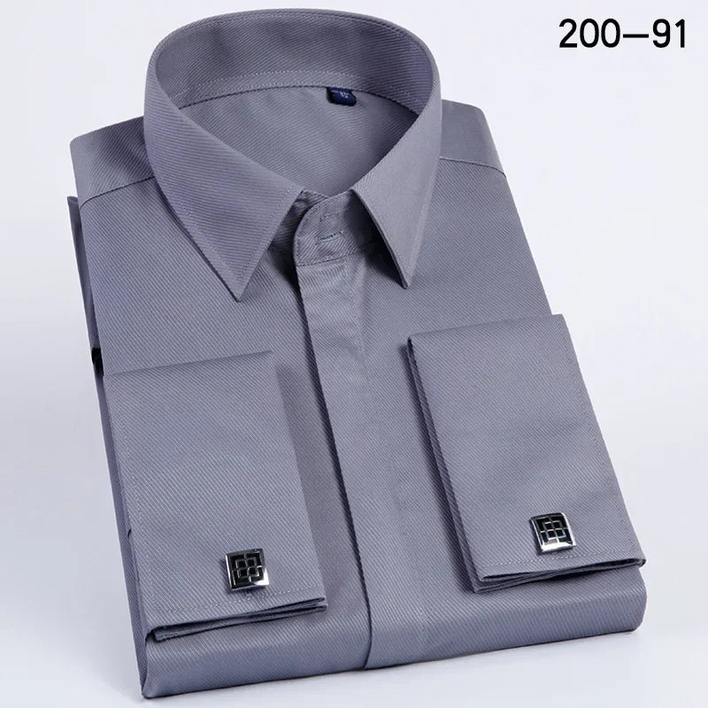 High Quality Hidden Button Men's Long Sleeve Shirts (Cufflinks Included) - Venus Trendy Fashion Online