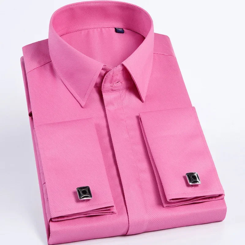 High Quality Hidden Button Men's Long Sleeve Shirts (Cufflinks Included) - Venus Trendy Fashion Online