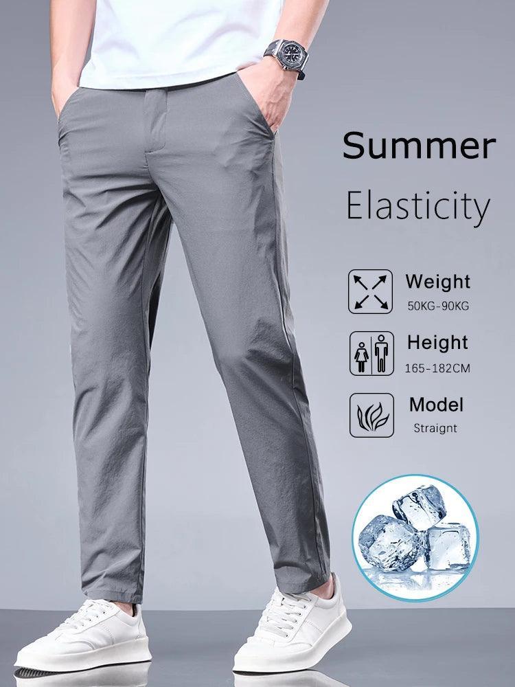 Summer New Business Ice Silk Elastic Pants - Venus Trendy Fashion Online