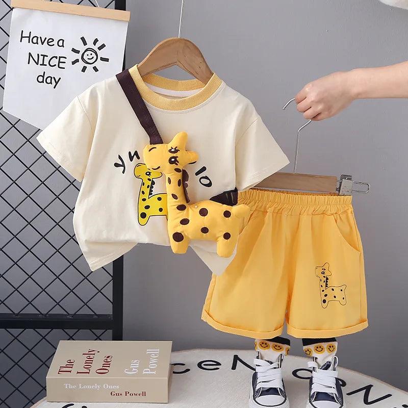 Summer Children Cotton Casual Cartoon T-Shirt Sets