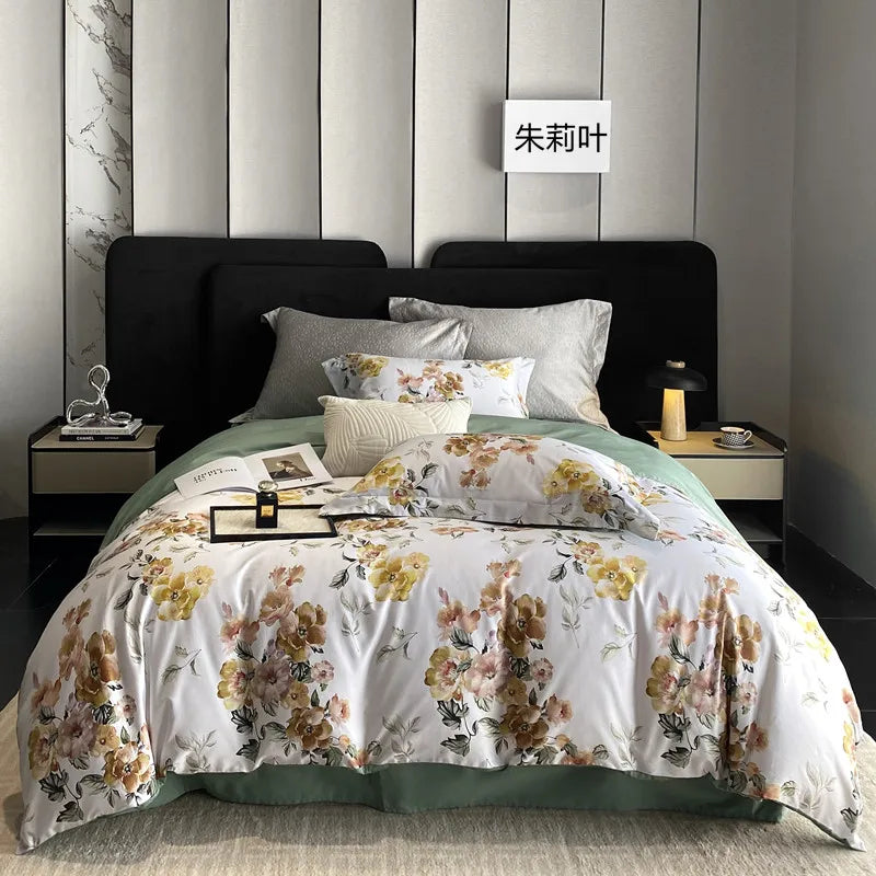 Botanical Flowers Cotton Luxury Soft Bedding Set