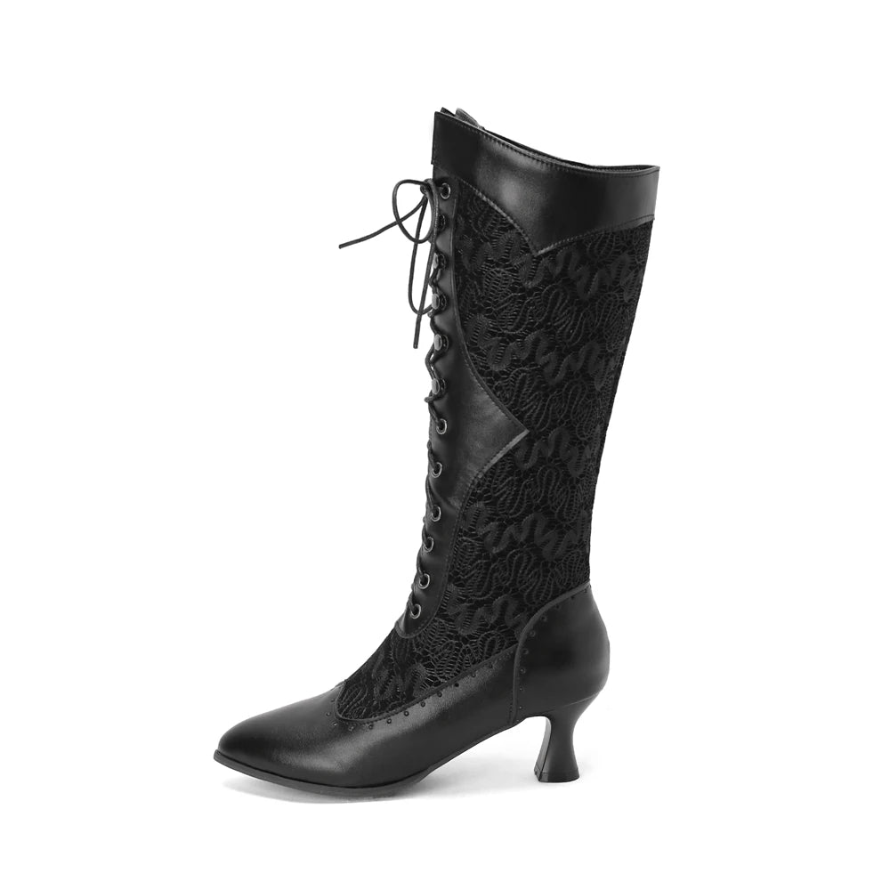 Women Victorian Pointed Toe Mid-Calf Boots - Venus Trendy Fashion Online