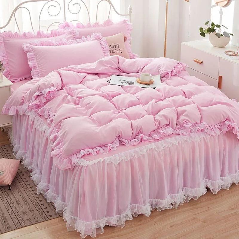 Princess Girl Bedding Skirt Sheet With Lace - Venus Trendy Fashion Online