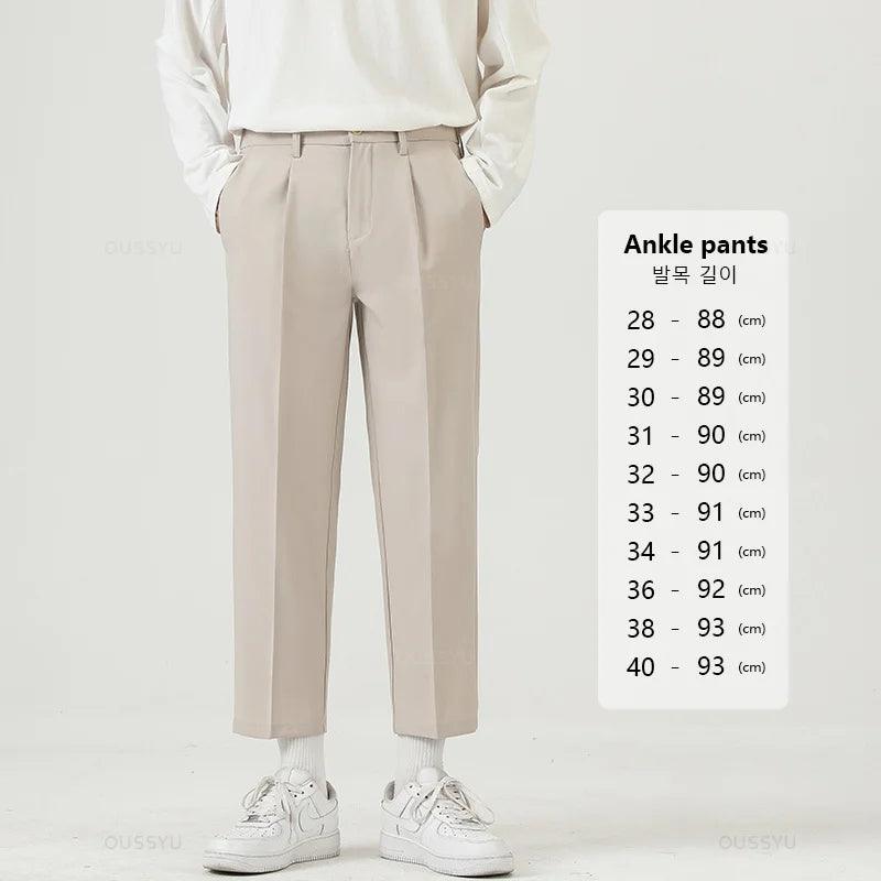 Men Business Thin Formal Ankle Length Work Pant