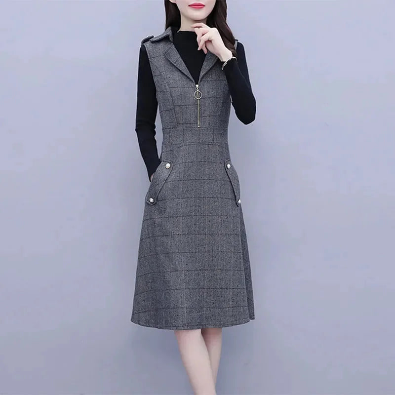 Women lattice Mid length A-line Dresses