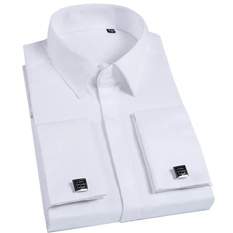 High Quality Hidden Button Men's Long Sleeve Shirts (Cufflinks Included) - Venus Trendy Fashion Online