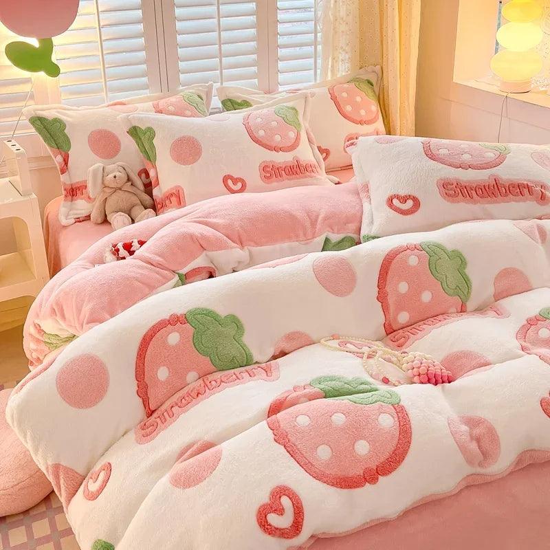 Winter Cartoon Style Duvet Covers Velvet (No Pillows cases) - Venus Trendy Fashion Online