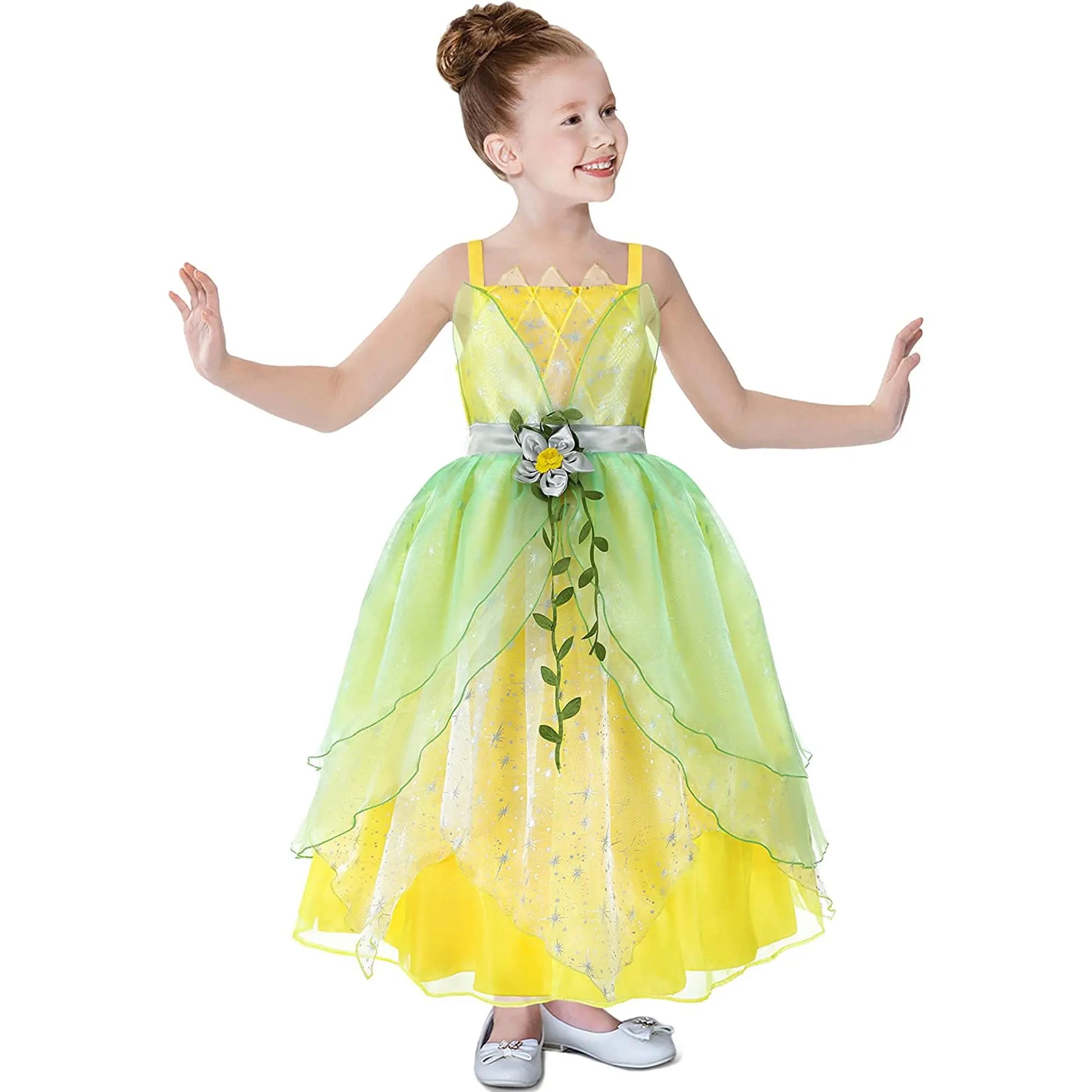 Dressy Tiana Princess Ball Gown Green Dress for Children Birthday Party - Venus Trendy Fashion Online