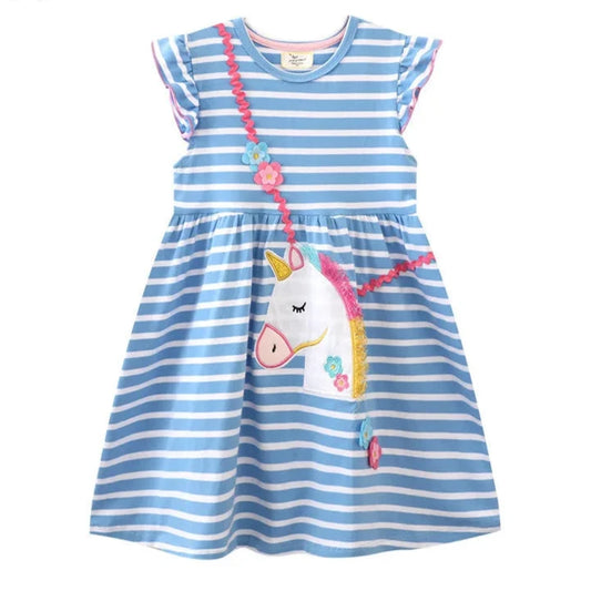 Summer Girls Striped Unicorn Dresses - Venus Trendy Fashion Online