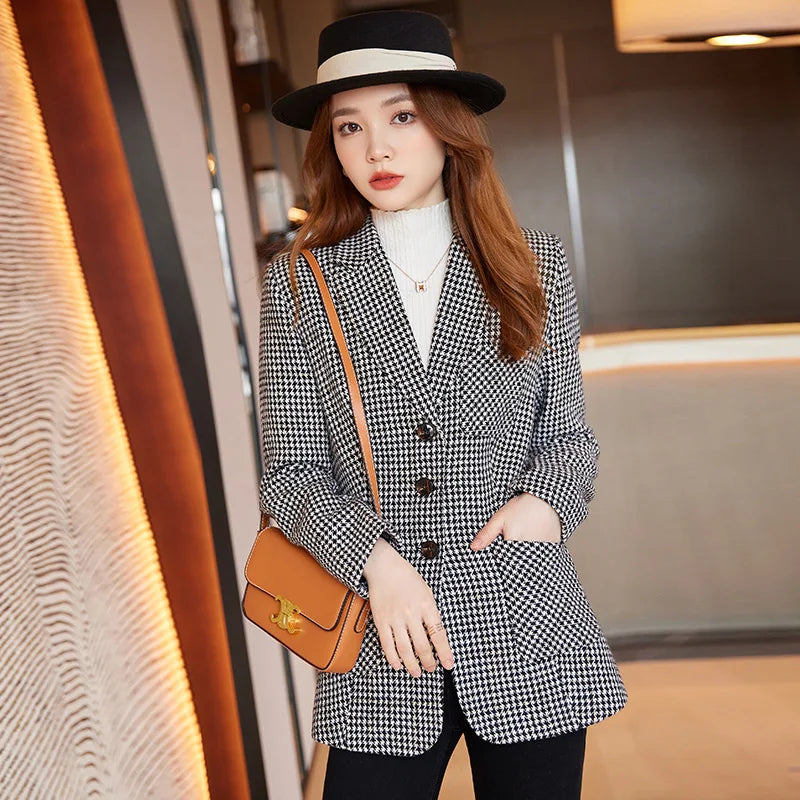 Women Tempeament Wool Long Sleeve Jacket