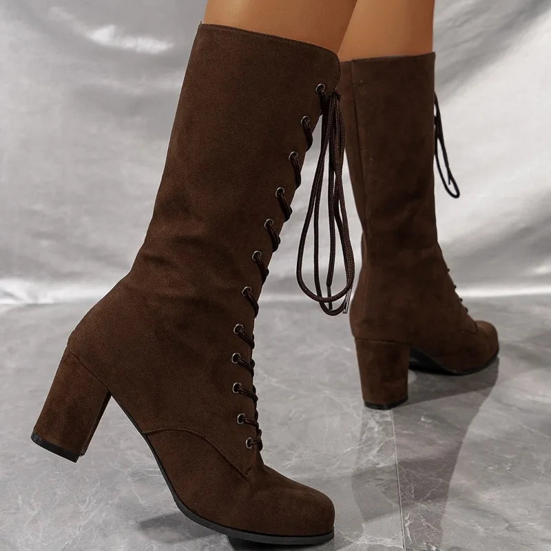 Winter New Coarse Heel High Boots
