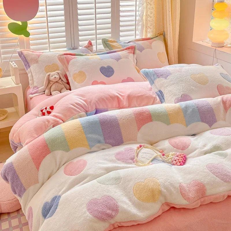 Winter Cartoon Style Duvet Covers Velvet (No Pillows cases) - Venus Trendy Fashion Online