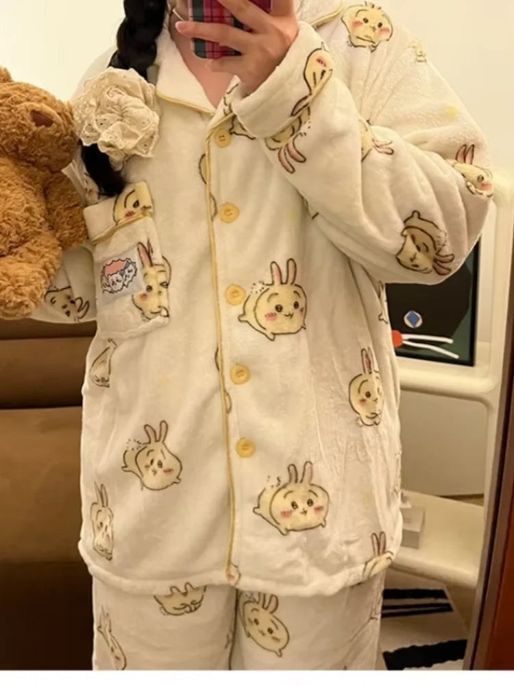 Cute Chiikawa Hachiware Pajamas Set