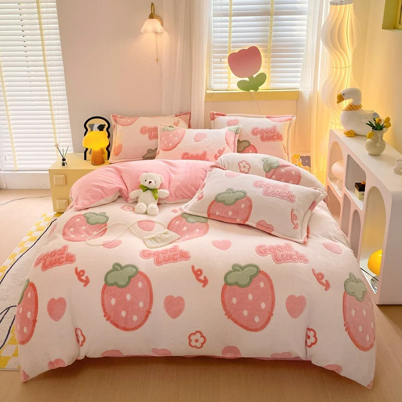 Cute Bear Duvets Cover Soft Blanket (No Pillowcase)