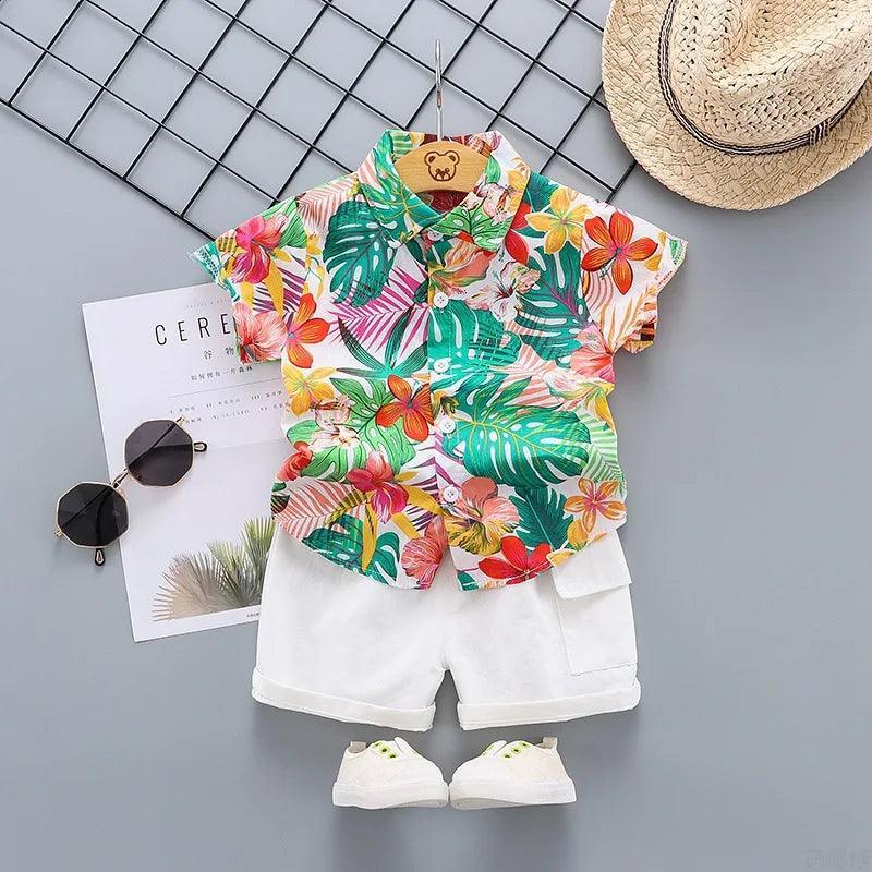 Hawaiian Style Toddler Boys Summer 2pcs Outfit - Venus Trendy Fashion Online