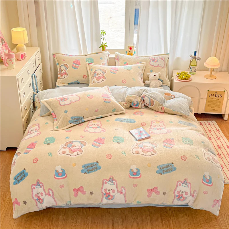 Cute Bear Duvets Cover Soft Blanket (No Pillowcase)