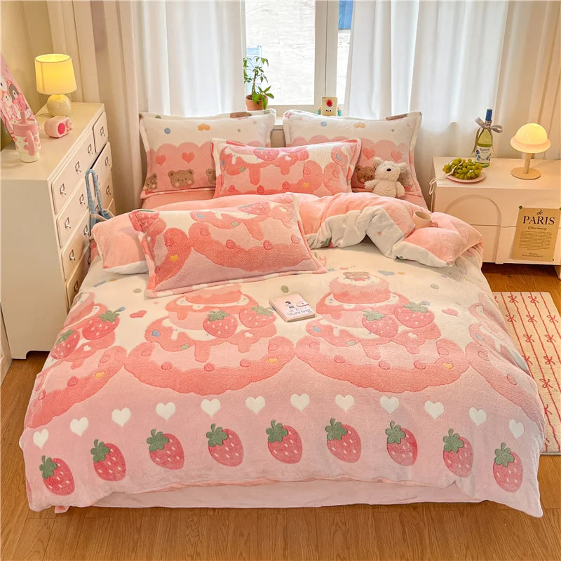 Cute Bear Duvets Cover Soft Blanket (No Pillowcase)
