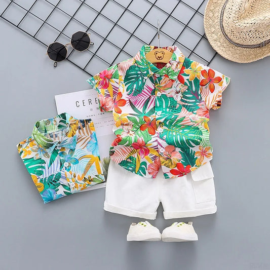 Hawaiian Style Toddler Boys Summer 2pcs Outfit - Venus Trendy Fashion Online