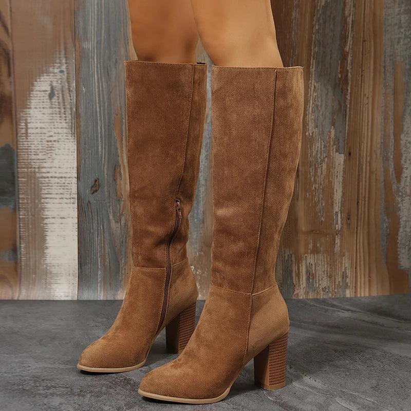 Western Leather High Long Elegant Designer Boots - Venus Trendy Fashion Online