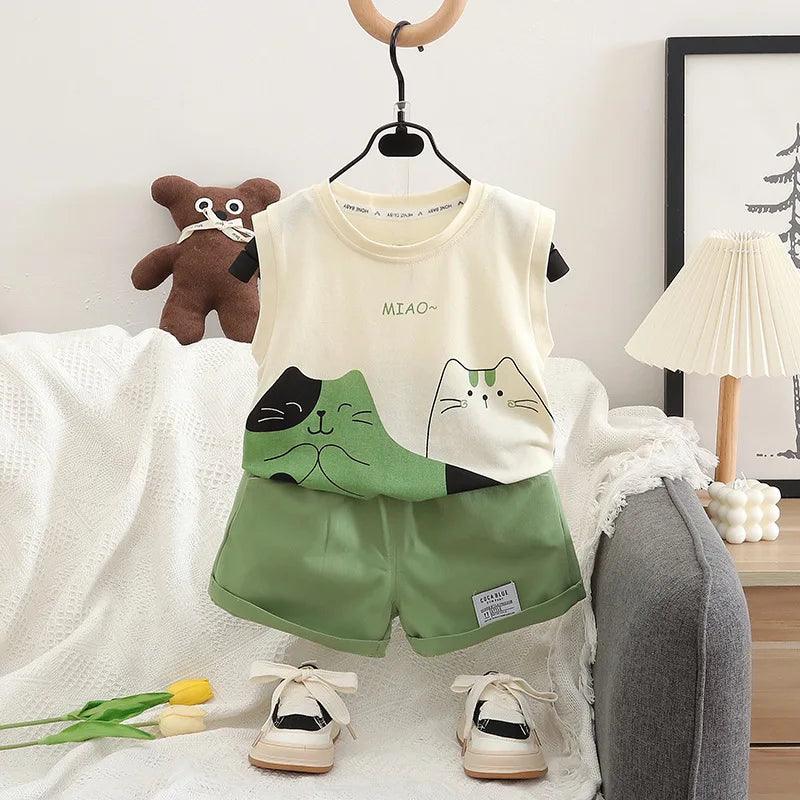 Summer Children Cute Cats Clothes Suits