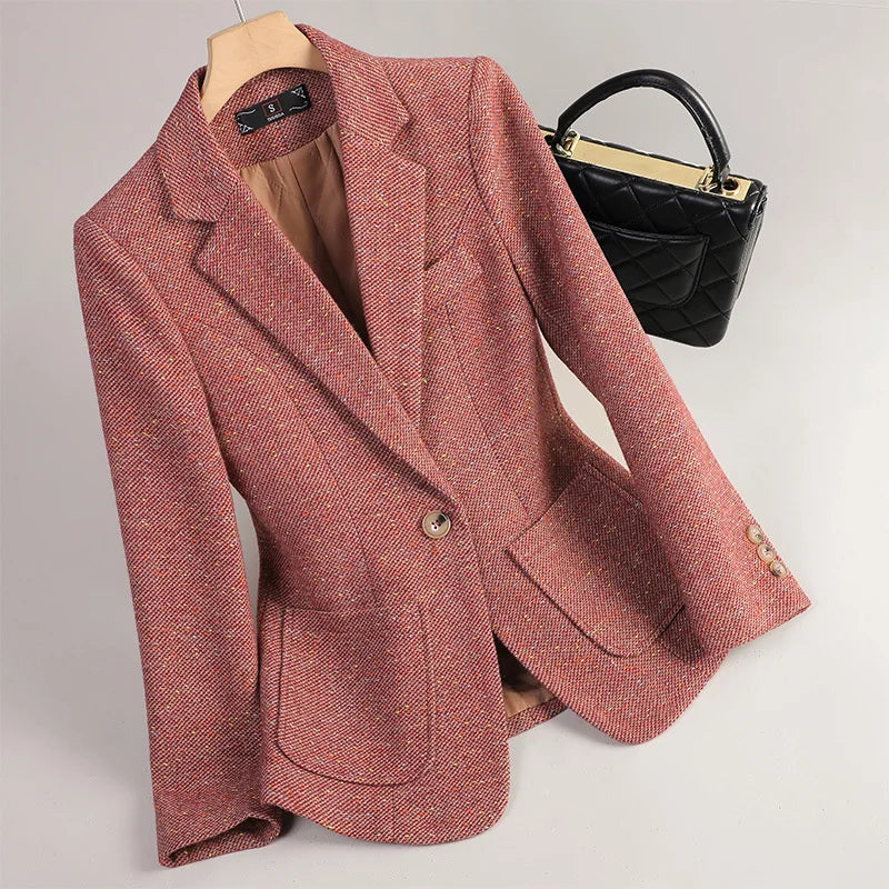 Women Long Sleeve Woolen Suit Jacket
