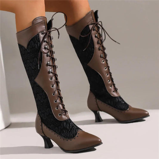 Women Victorian Pointed Toe Mid-Calf Boots - Venus Trendy Fashion Online