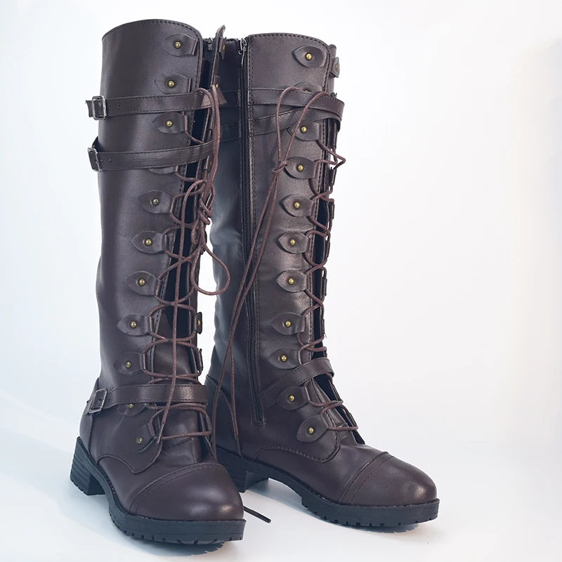 Women PU Retro Buckle Boots - Venus Trendy Fashion Online