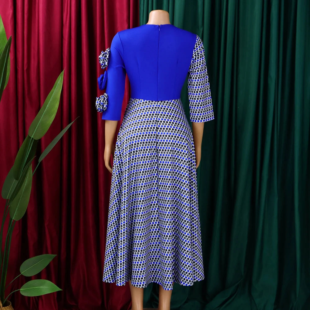 Elegant Fall Fashion African 3/4 Sleeve Party Dress